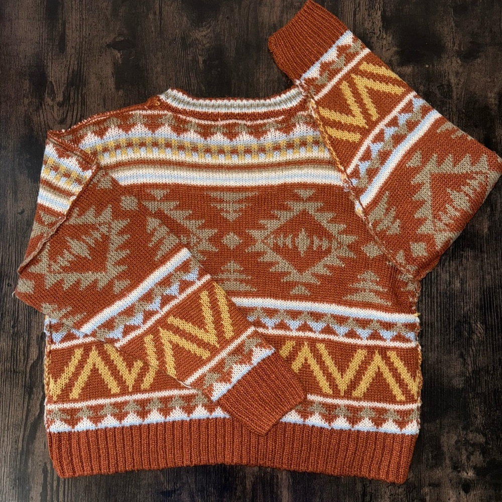 Gilded Intent Aztec Patterned Sweater - image 3
